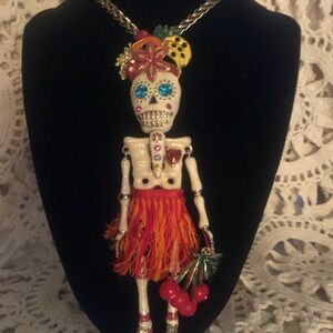 NWT Vintage Rare & HTF Betsey Johnson Rio Sugar Skull Statement Necklace